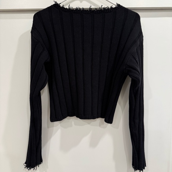 T by Alexander Wang Black Knit Cropped Sweater - Picture 2 of 4